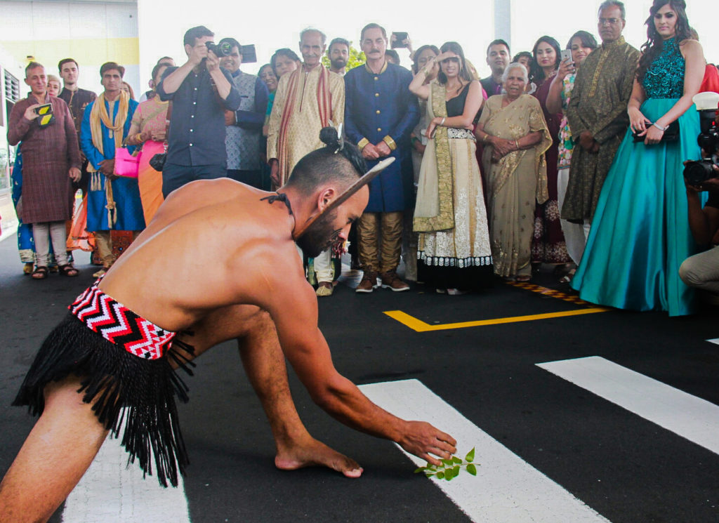 The wero (challenge) performed during the haka pōwhiri by one of our Māori warriors.