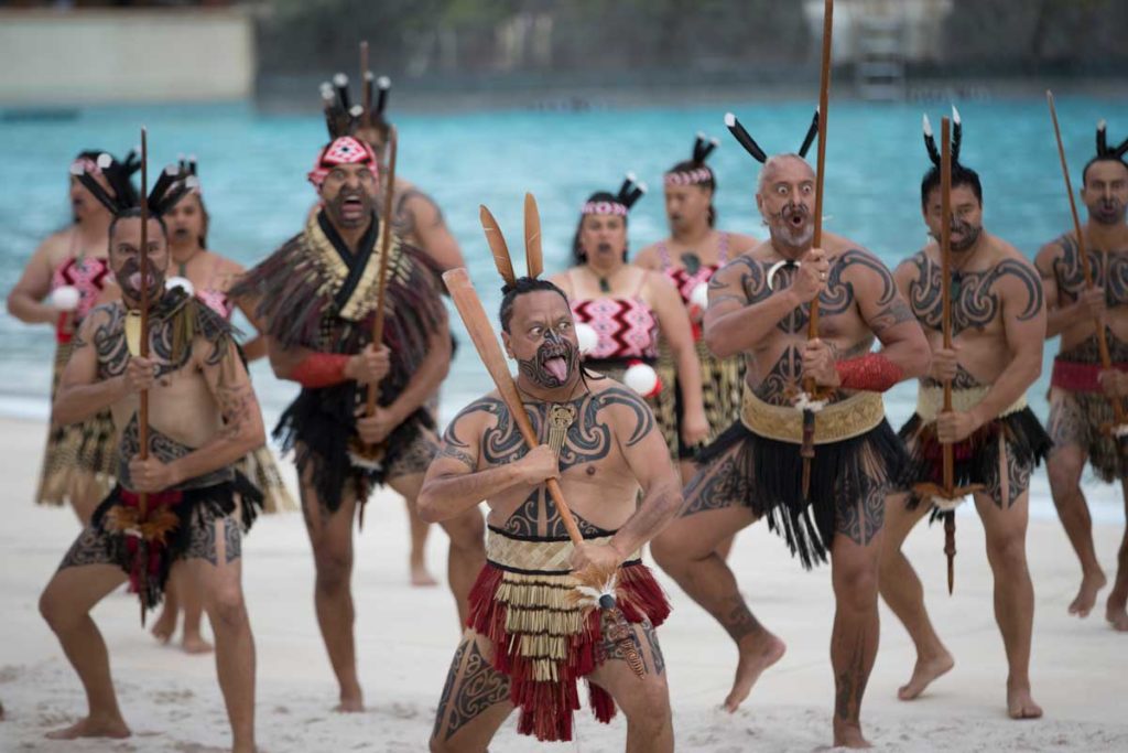 Tapeta Wehi performing a haka at Universal Studios in Orlando