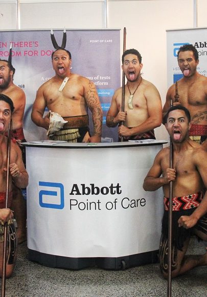 PSANZ kapa-haka group at a stand in the foyer