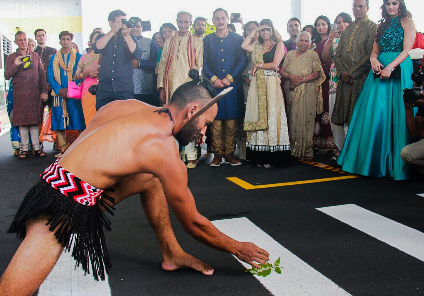 The wero (challenge) performed during the haka pōwhiri by one of our Māori warriors.